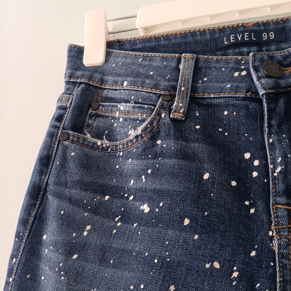 Level 99 Amber Galaxy Wash Sparkle Denim Relaxed Skinny Jeans 26 - Picture 5 of 13